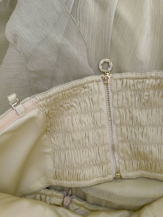 Sage Whisper Ruffle Chiffon Dress