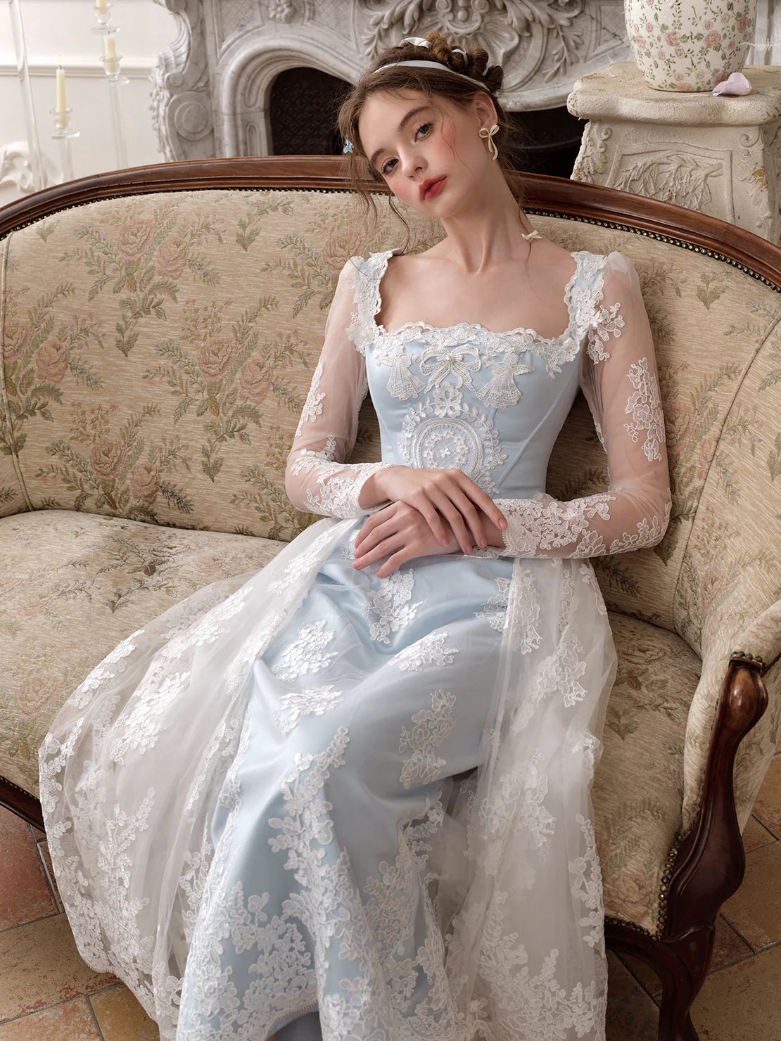 Enchanted Blue Lace Fairytale Gown