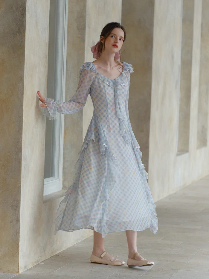 Blue Gingham Ruffle Dream Dress