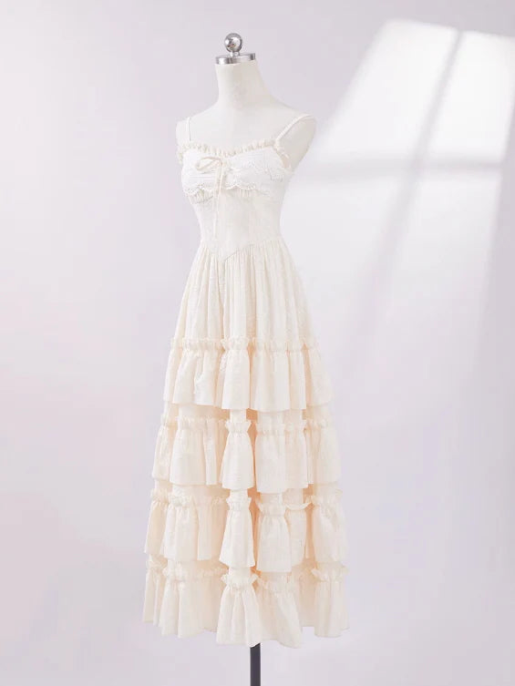Ethereal Ivory Tiered Maxi Dress