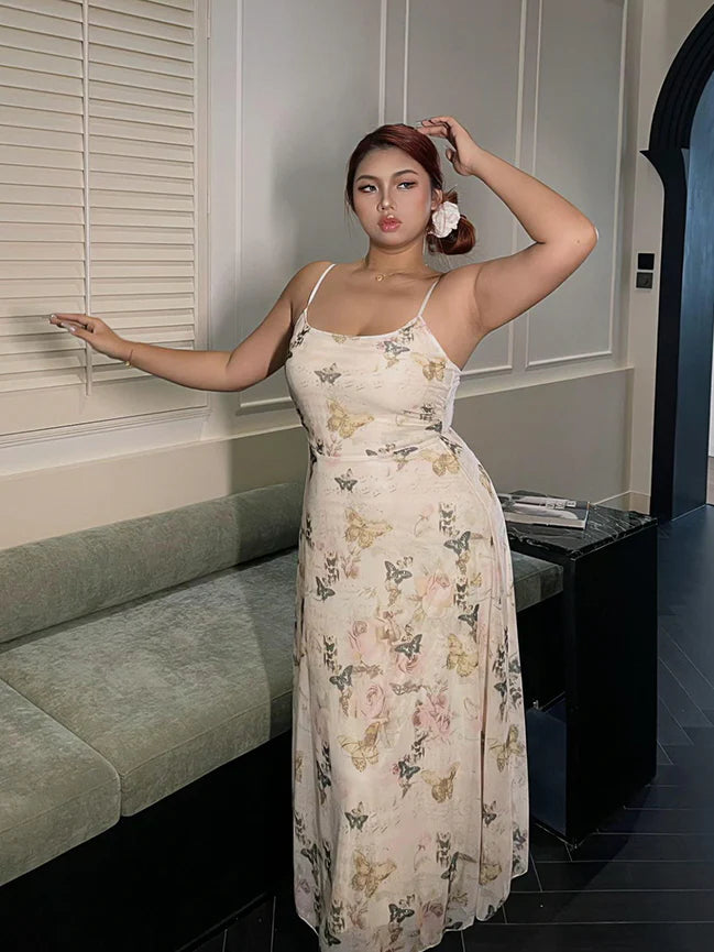 Butterfly Garden Sheer Slip Dress & Cardigan