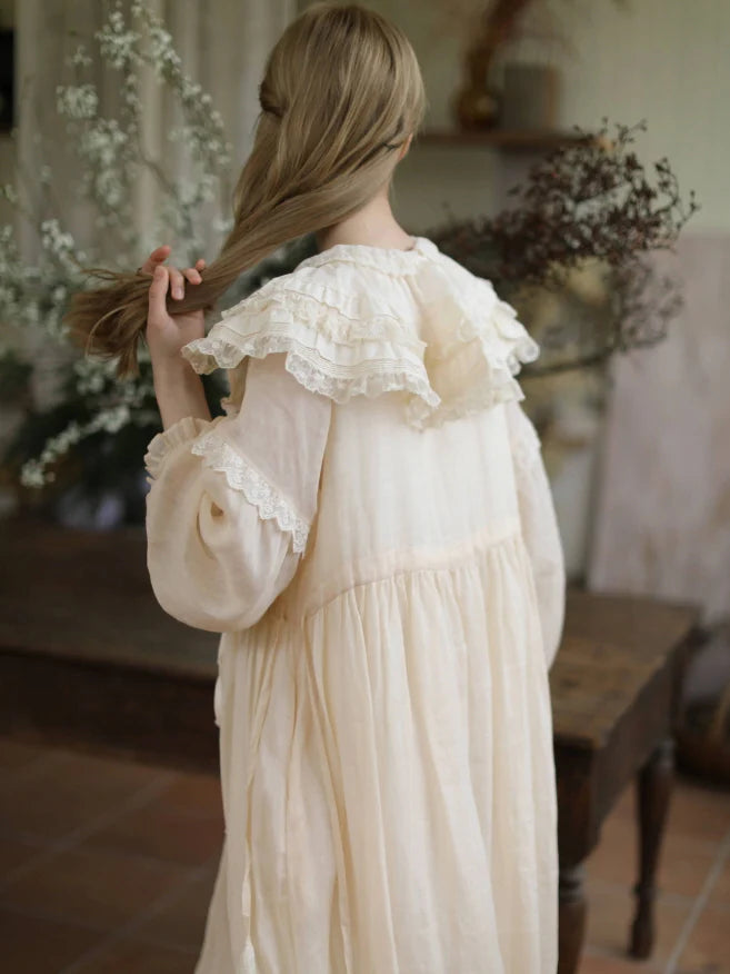 Forest Bloom Ramie Embroidered Dress