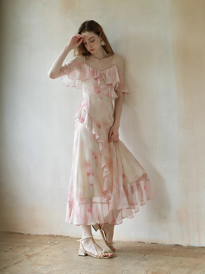 Watercolor Ruffle Fairy Slip Dress