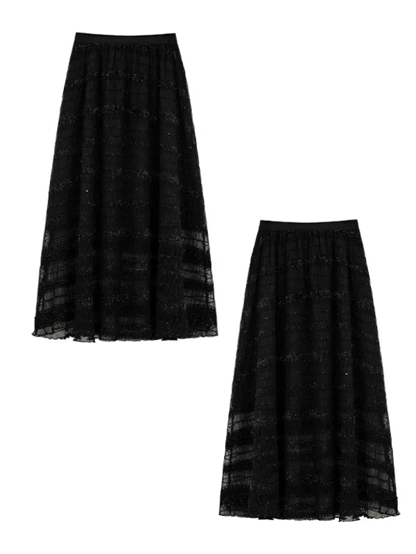 Midnight Rose Sequin Top & Glitter Mesh Skirt