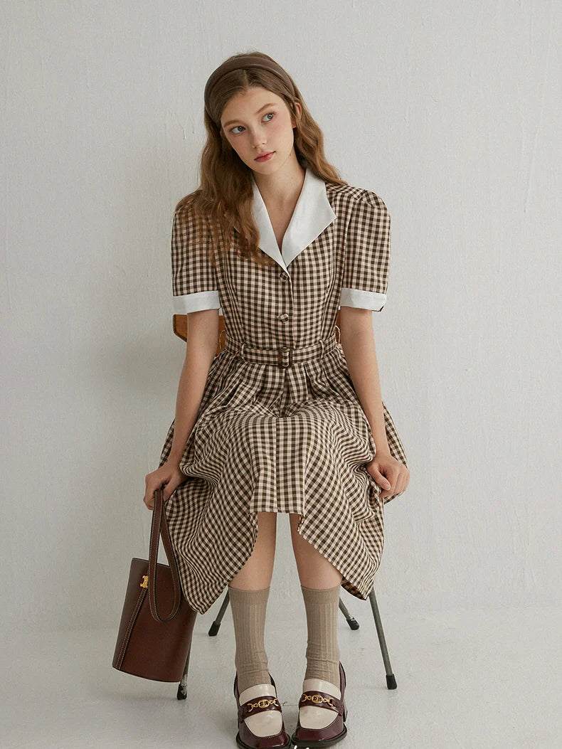 Vintage Charm Gingham Midi Dress