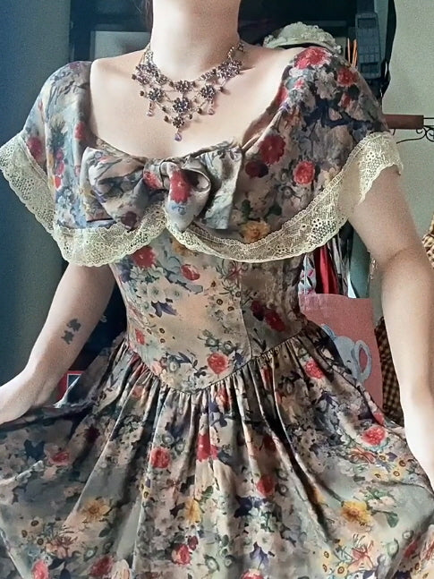 Romantic Victorian Floral Lace Dress