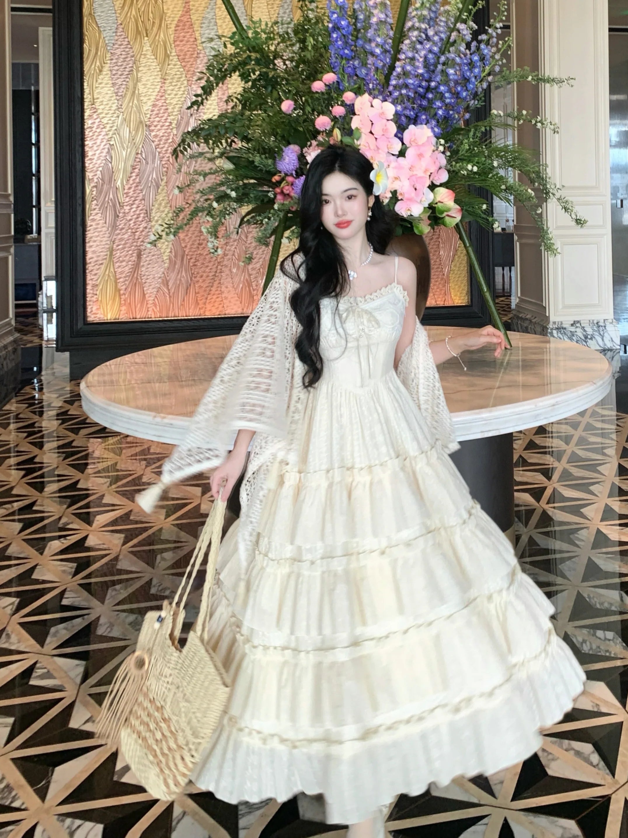 Ethereal Ivory Tiered Maxi Dress