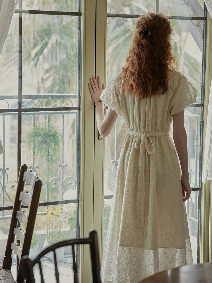 Enchanted Embroidered Puff Sleeve Dress