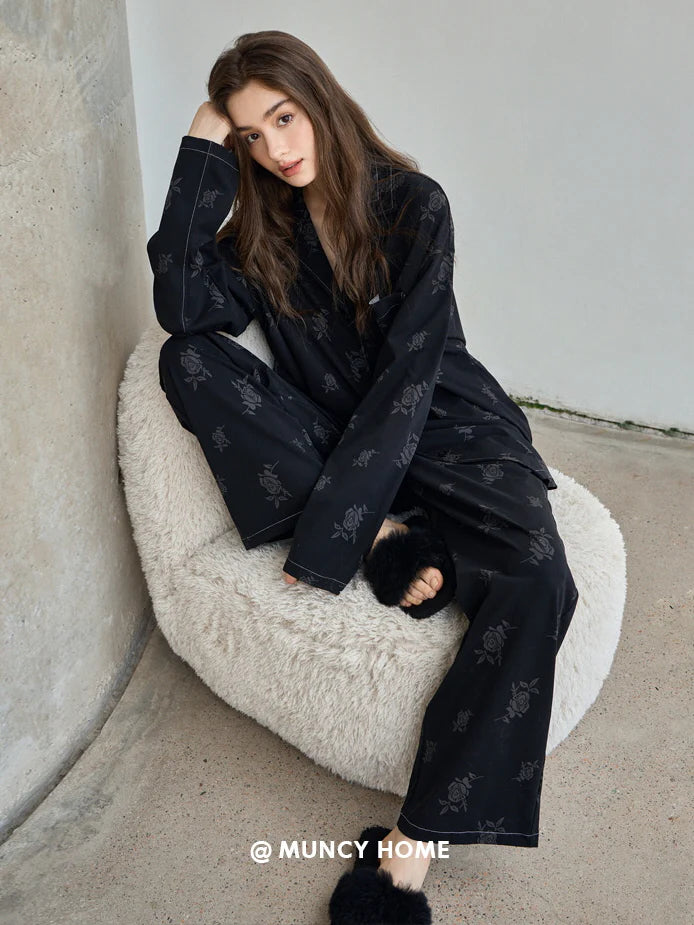 Black Rose Vintage Pajama Set