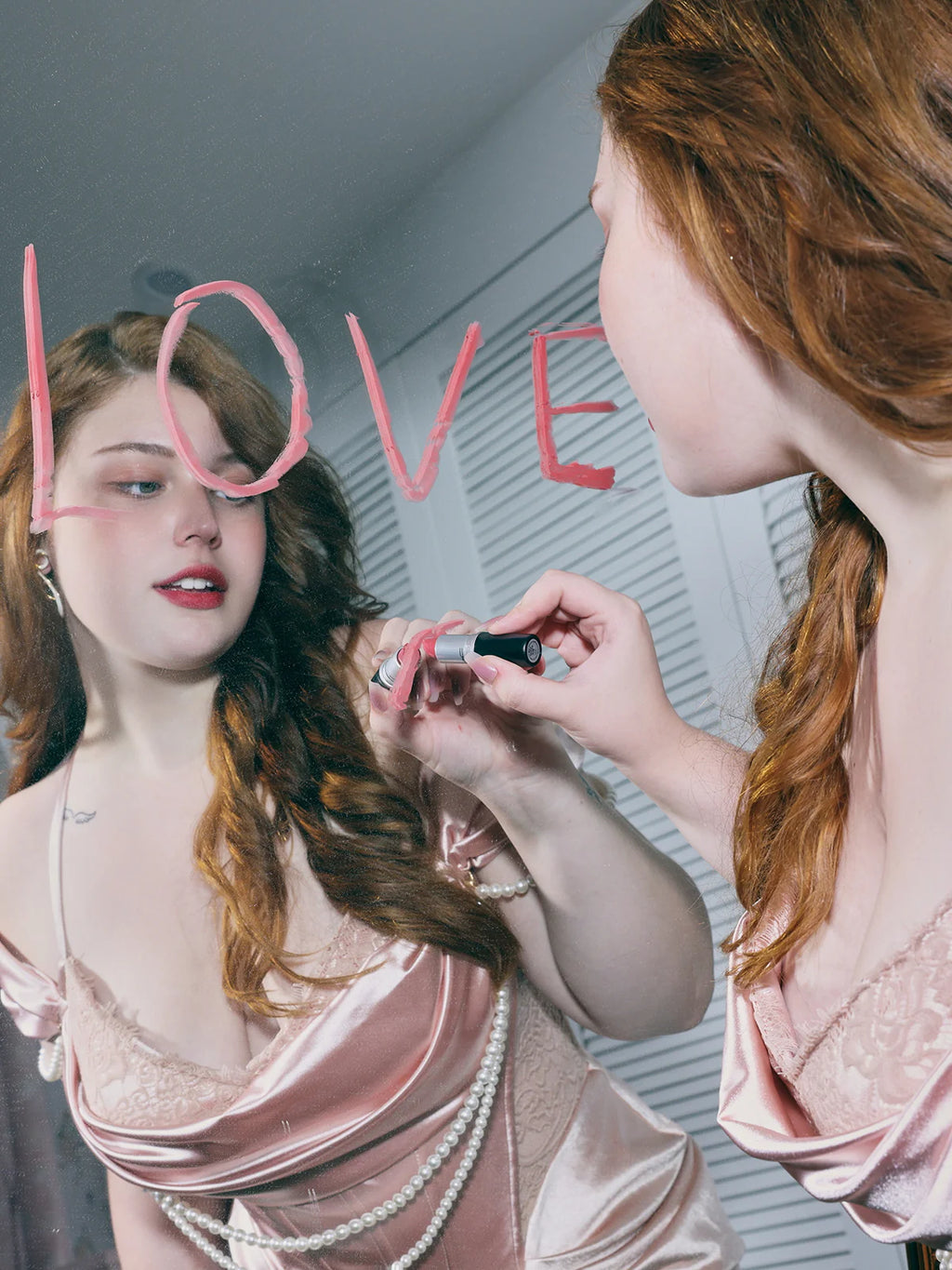 Opulent Pearl Drape Satin Corset Gown