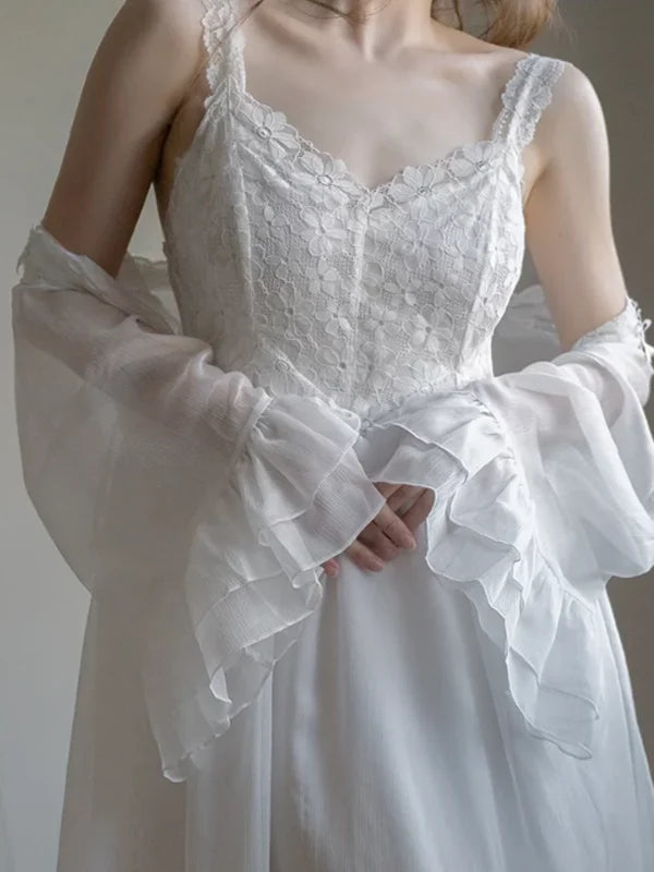 White Floral Sunrise Elegance Nightgown