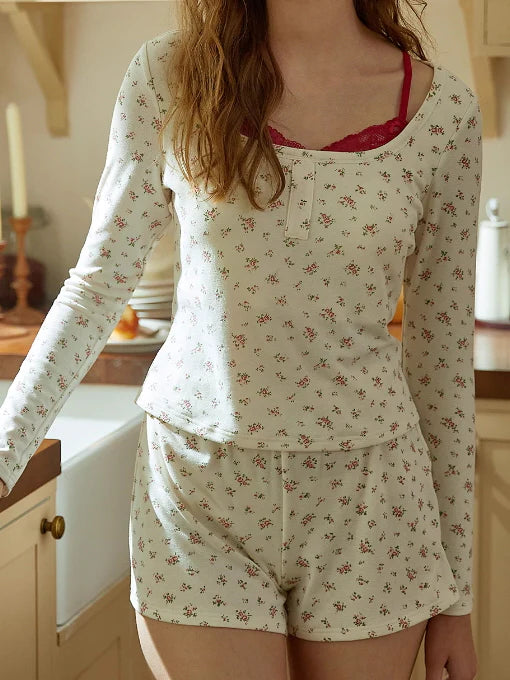 Coquette Floral Cotton Pajama Set