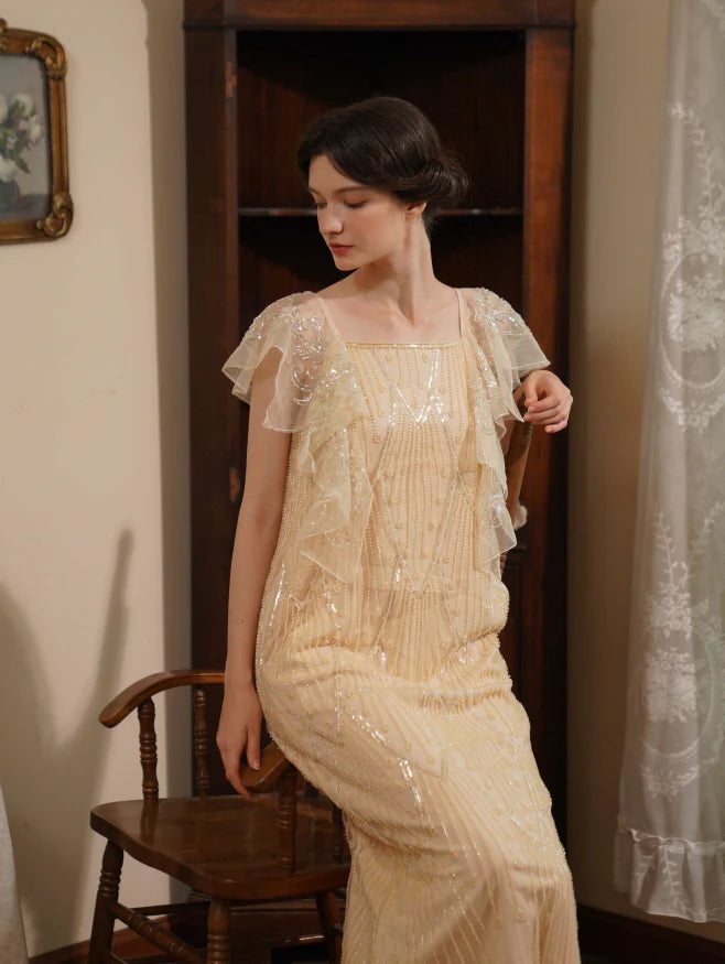 Golden Hour Sequin Mesh Slip Dress