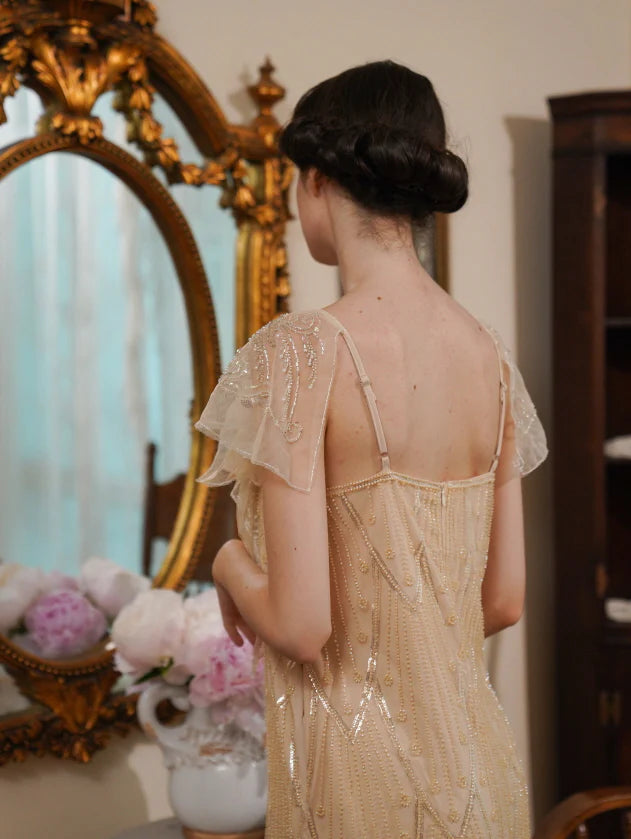 Golden Hour Sequin Mesh Slip Dress