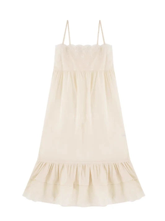 Lace Collar Cotton Lounge Gown