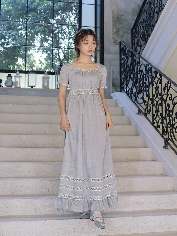 Enchanted Pearl Gray Blue Princess Dress