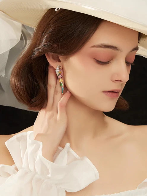 Tropical Parrot Dangle Earrings