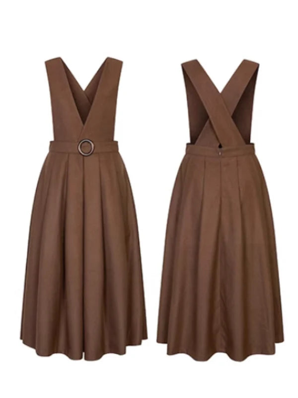 Vintage Elegance Cross-Strap A-Line Dress