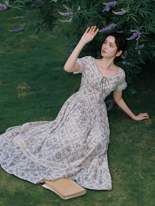 Blue Garden Vintage Lace Dress