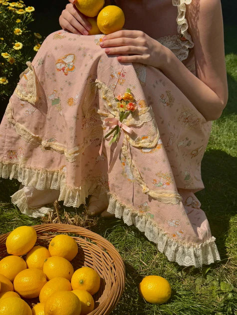 Whimsical Oil Painting Cottage Dress