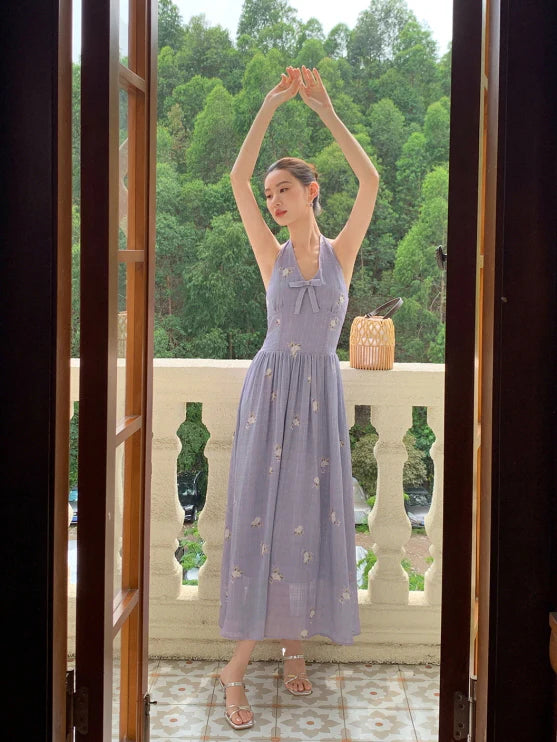 Lavender Bow Halter Dress