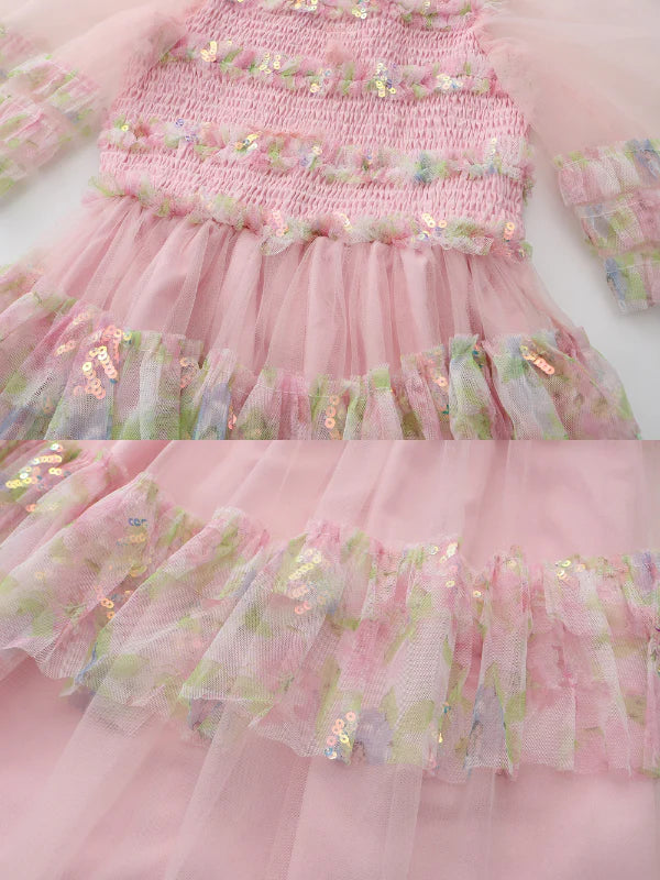 Blooming Ruffle Pink Tulle Dress