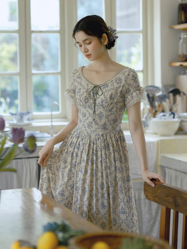 Blue Garden Vintage Lace Dress