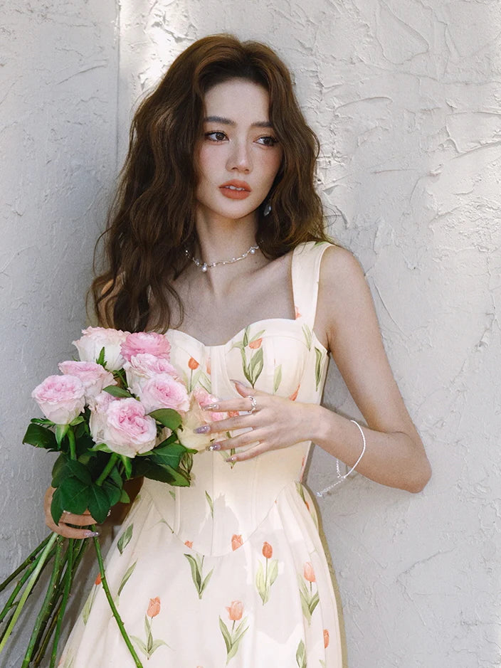 Ethereal Tulip Blossom Corset Dress