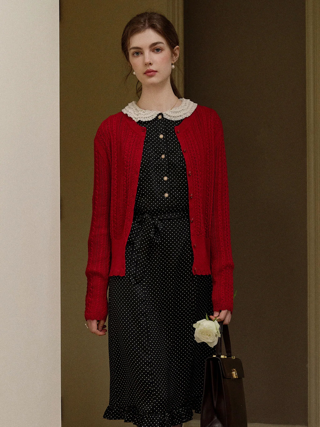 Vintage-Inspired Black Polka Dot Dress