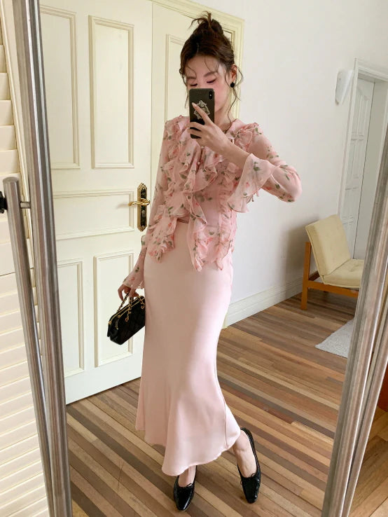 Blush Ruffle Floral Blouse