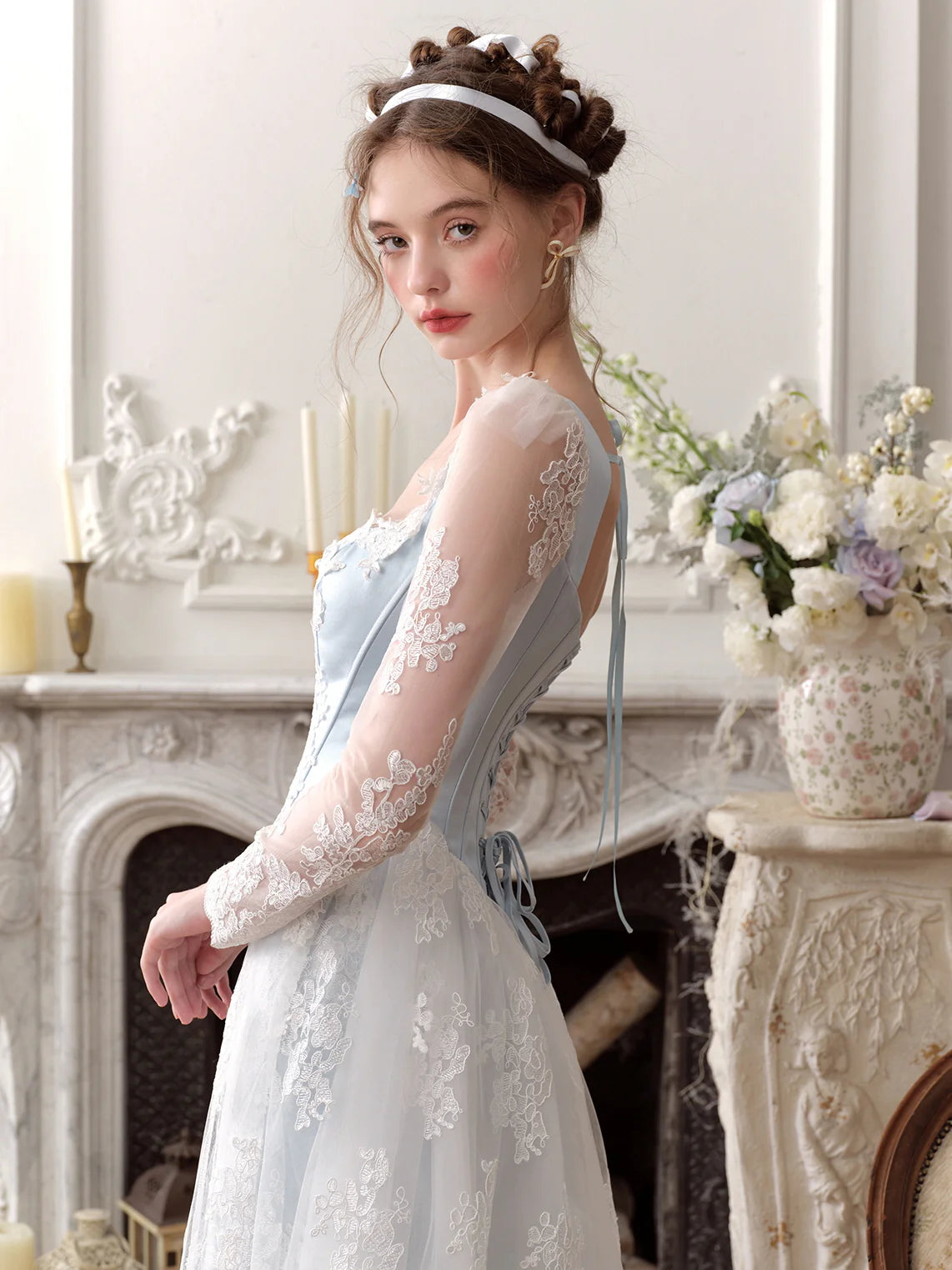 Enchanted Blue Lace Fairytale Gown