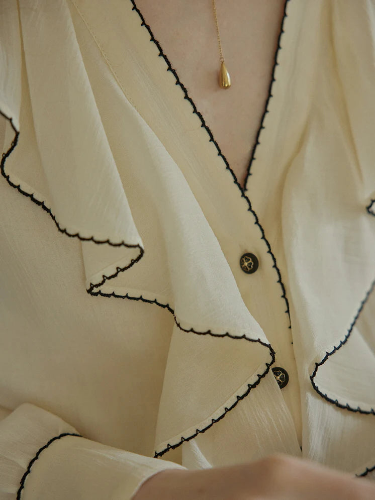 Timeless Ruffle Edge Vintage Blouse