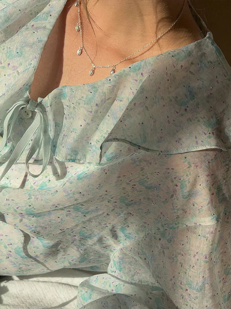 Ethereal Watercolor Sheer Blouse