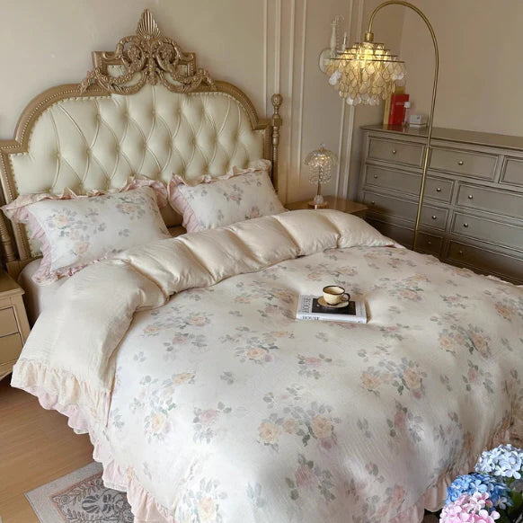 Blush Rose Vintage Floral Bedding Set