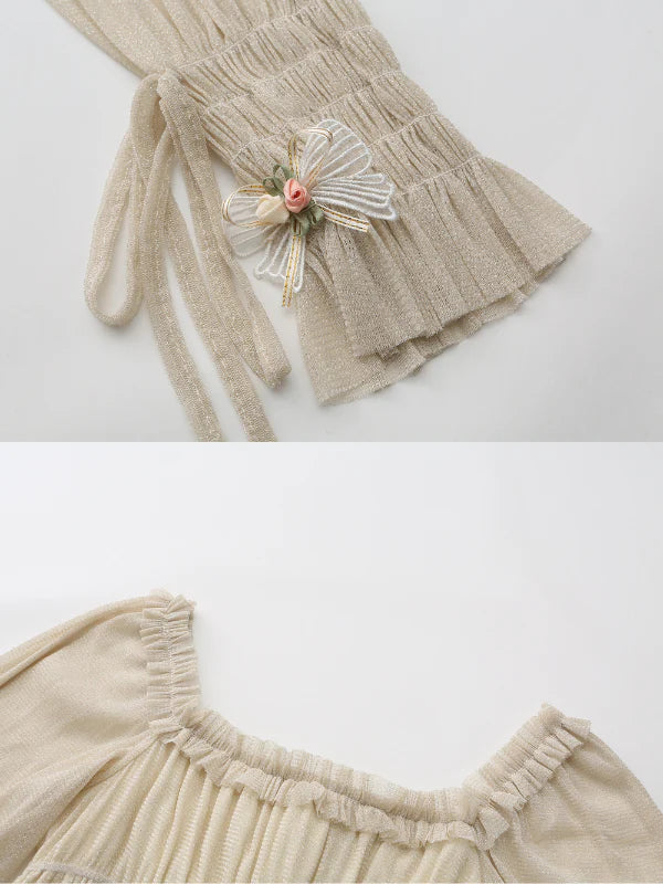 Beige Ruffle Verse Dress