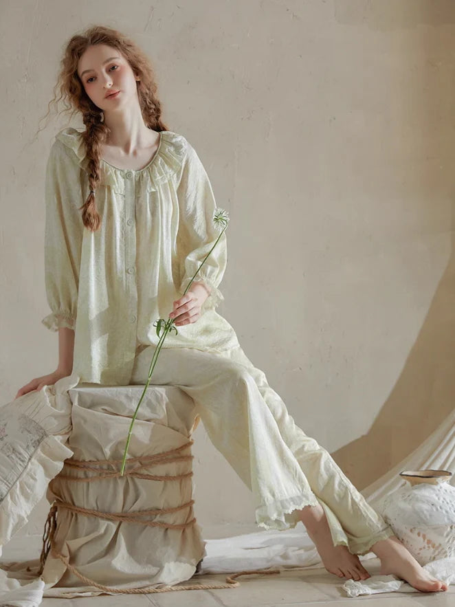 Ethereal Ruffled Floral Nightwear Set