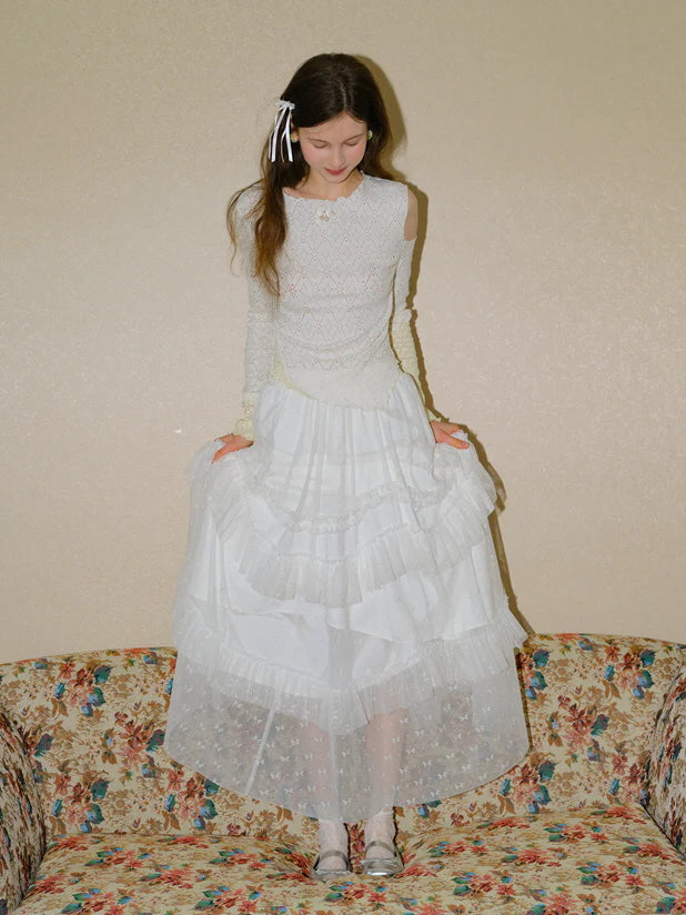Ethereal Layered White Tulle Skirt