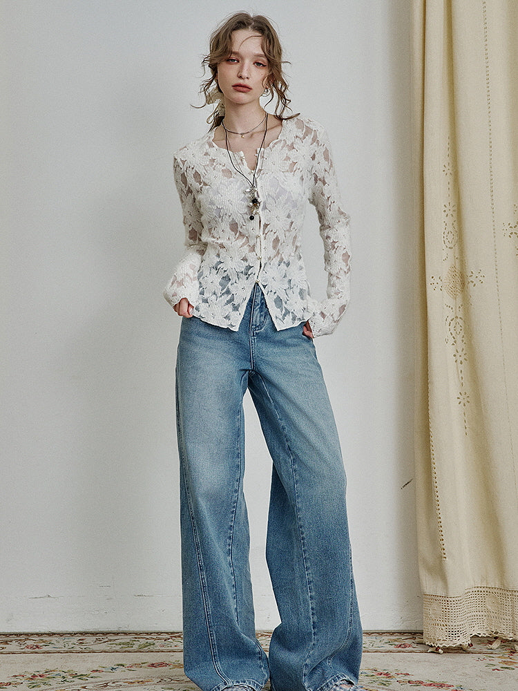 Ivory Whisper Lace Knit Cardigan