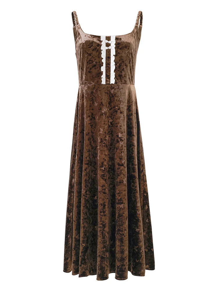 Butterfly Embossed Velvet Pinafore Dress