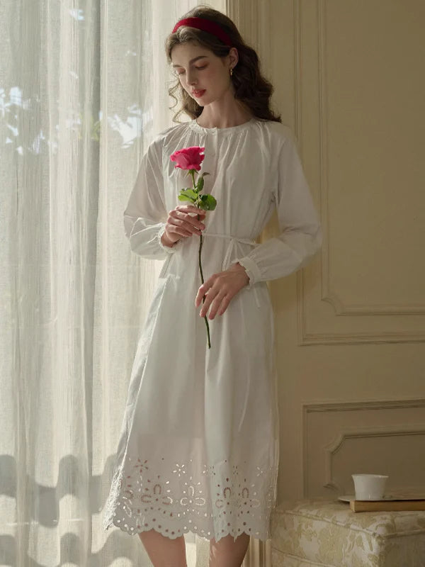 Cotton Bloom Embroidered Dress