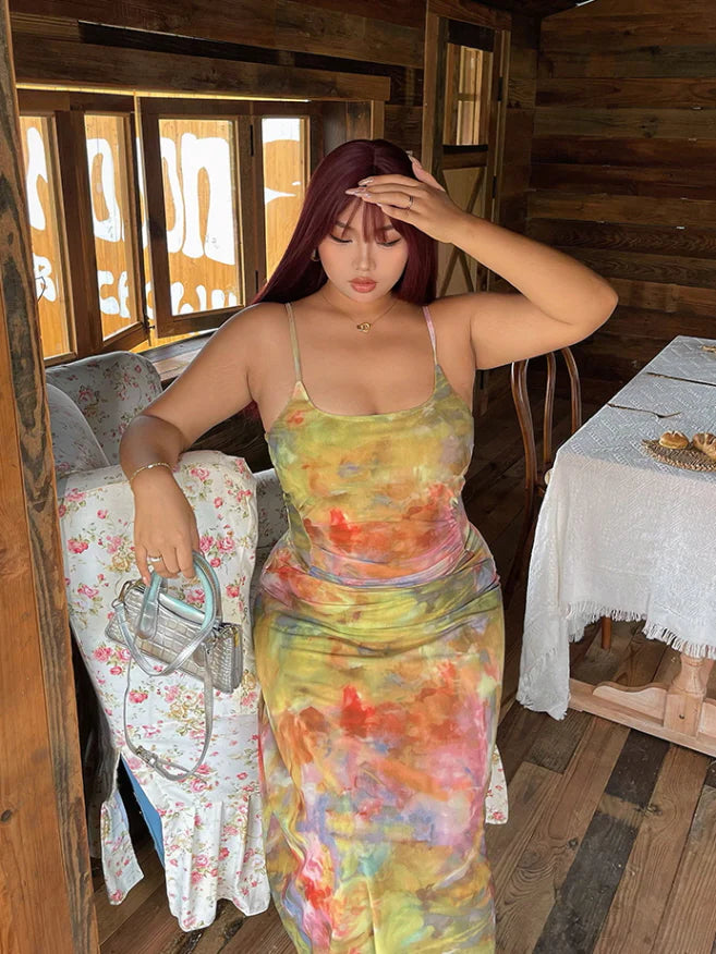 Watercolor Meadow Mesh Dress