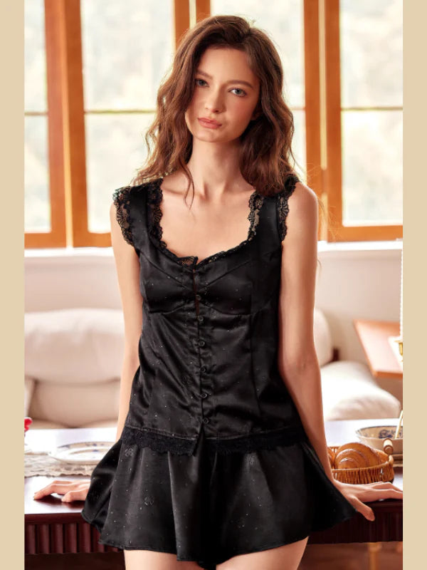 Midnight Elegance Lace Pajama