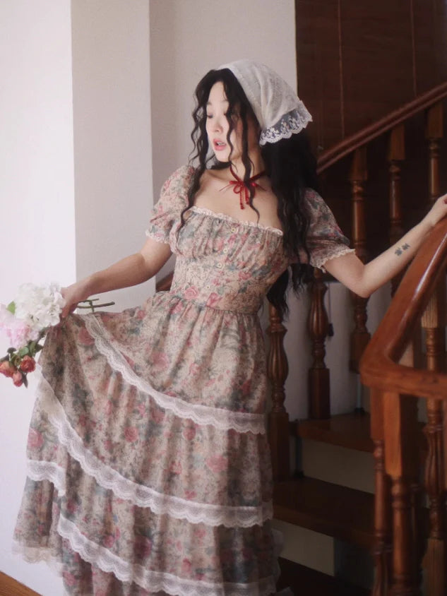 Antique Rose Lace Corset Dress