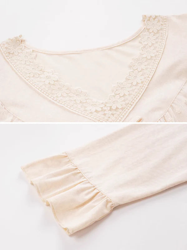 Beige Elegance Lace Nightgown