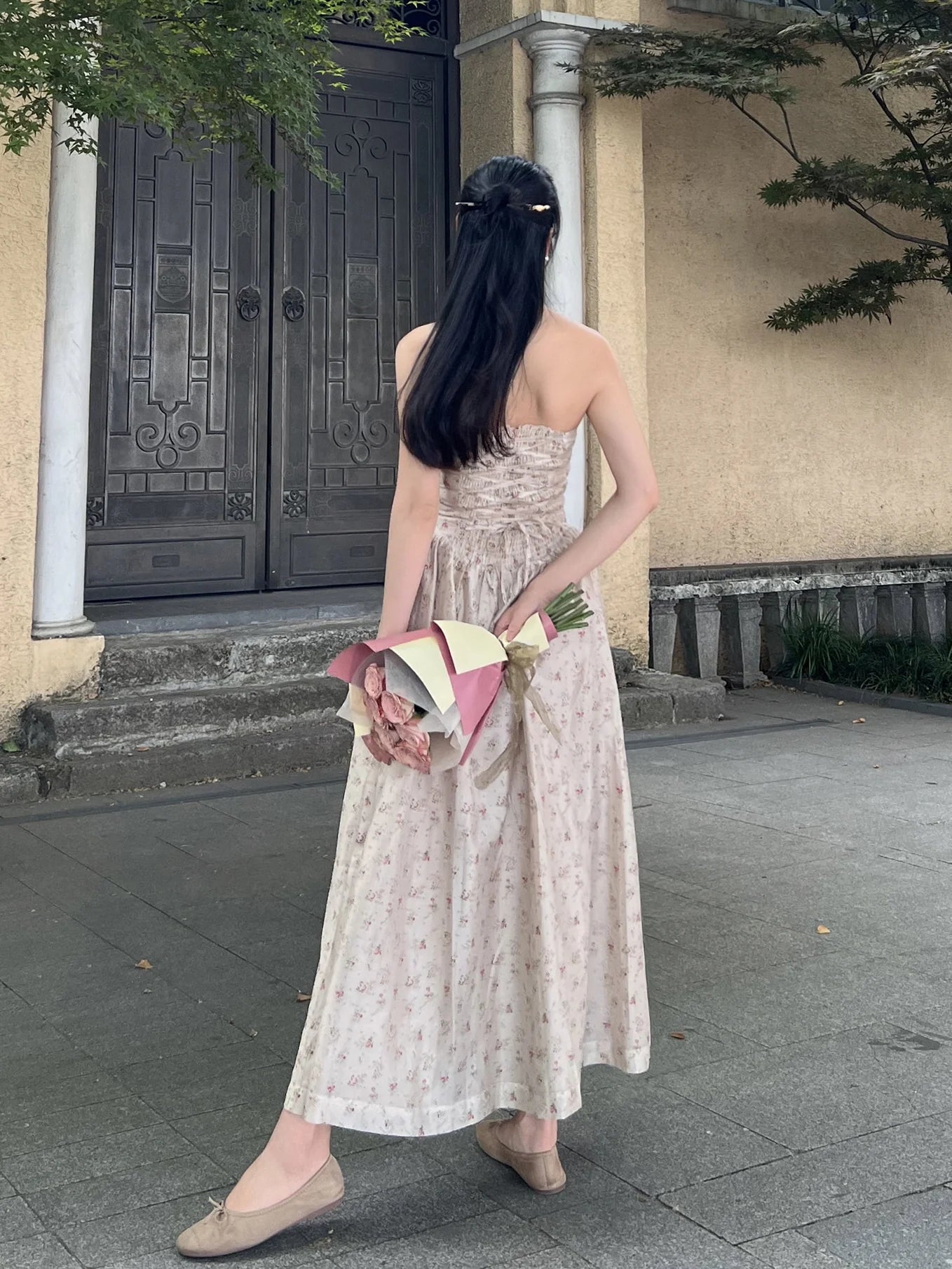 Vintage Floral Rose Corset Gown