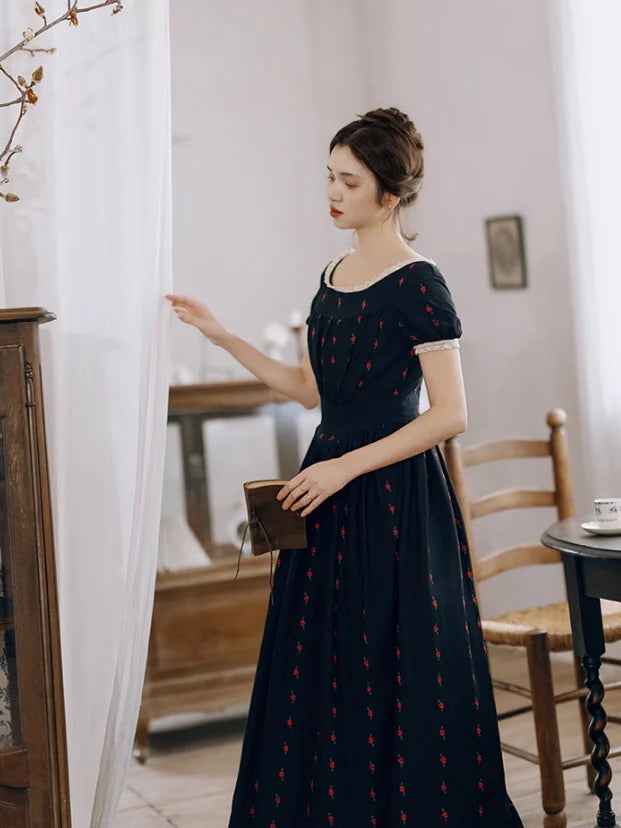 Midnight Rose Cotton Dress