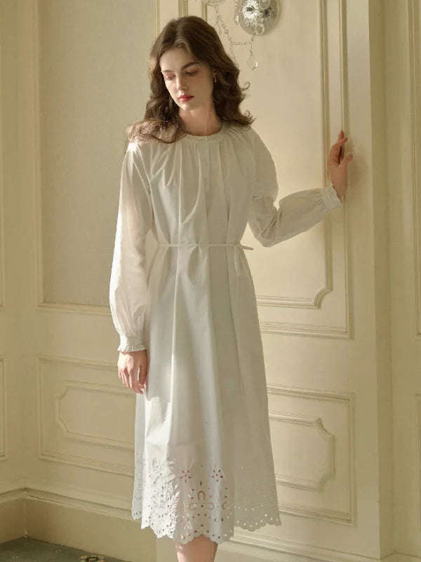 Cotton Bloom Embroidered Dress