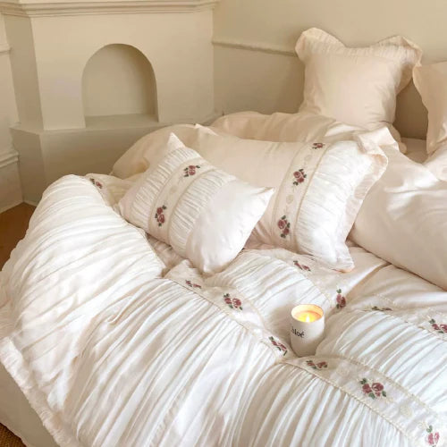 French Rose Silk Bedding Set