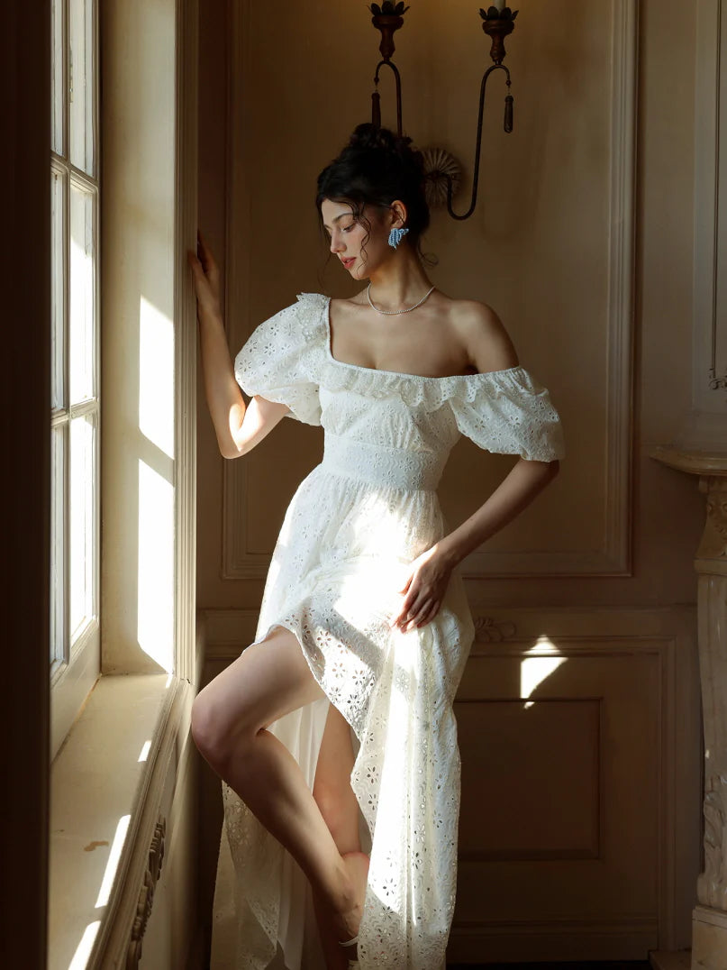 Daisy Lace Back Bow Cotton Dress