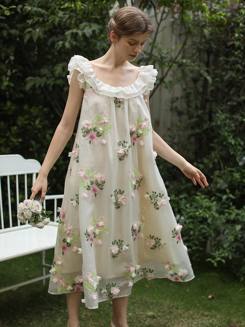 Blossom Whisper Embroidered Fairy Dress
